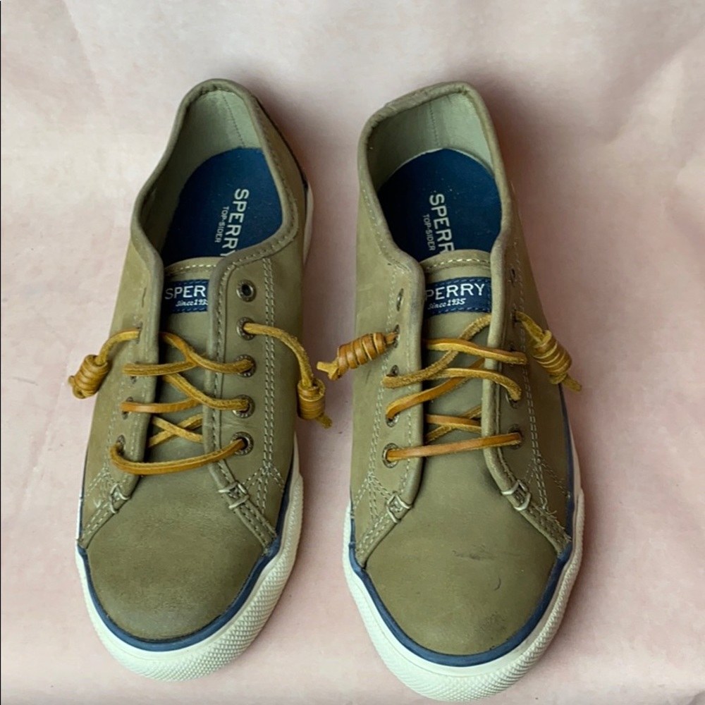 Speedy Top Sider Olive Sneakers Leather Laces